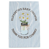 Blue Stripes Mason Jar Baby shower Centerpart Medium Cadeauzakje (Voorkant)
