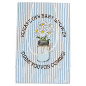 Blue Stripes Mason Jar Baby shower Centerpart Medium Cadeauzakje (Achterkant)