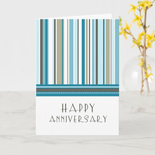 Blue Stripes Medewerker Jubileum Kaart (Gele Bloem)