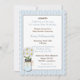 Blue Stripes met Mason Jar Baby shower Kaart