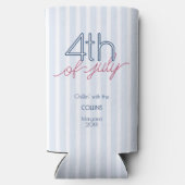 Blue Stripes Modern 4 juli Summer Party Seltzer Blikjeskoeler (Achterkant)