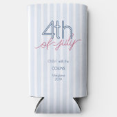 Blue Stripes Modern 4 juli Summer Party Seltzer Blikjeskoeler (Voorkant)