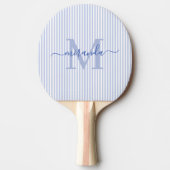 Blue Stripes Monogram Name Tafeltennisbatje (Voorkant)