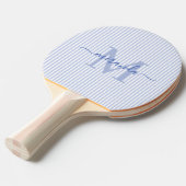 Blue Stripes Monogram Name Tafeltennisbatje (Voorkant Gekanteld)