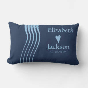 Blue Stripes Navy Blue Couples Weddenschap C Kussen