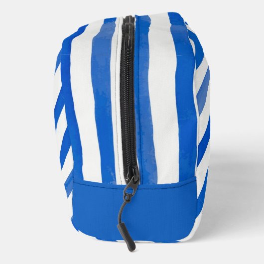 Blue Stripes on White and Text Toilettasje (Rechts)