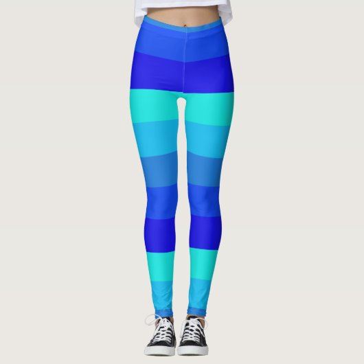 Blue Stripes Pattern Leggings (Voorkant)