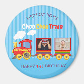 Blue Stripes Pattern Toy Train Boys Birthday Magneet (Voorkant)