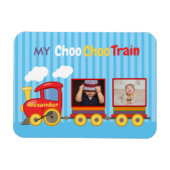 Blue Stripes Pattern Toy Train Boys Birthday Magneet (Horizontaal)