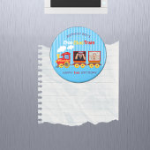 Blue Stripes Pattern Toy Train Boys Birthday Magneet