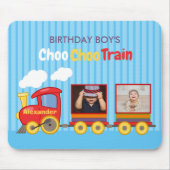 Blue Stripes Pattern Toy Train Boys Birthday Muismat (Voorkant)