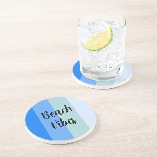 Blue Stripes Pattern Zandsteen Onderzetter (Zijkant)