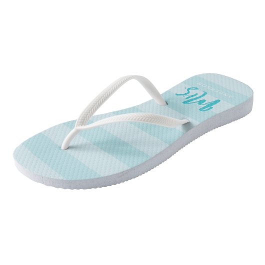 Blue Stripes Personaliseer met Naam Mrs Teenslippers (Schuin)