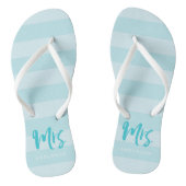 Blue Stripes Personaliseer met Naam Mrs Teenslippers (Voetbed)