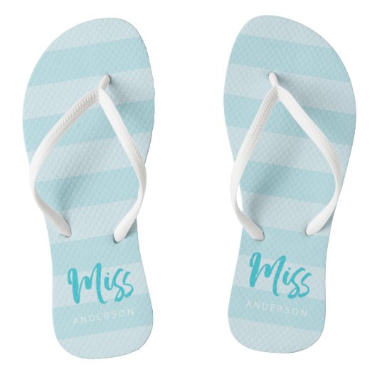 Blue Stripes personaliseren met de naam Miss Teenslippers (Voetbed)