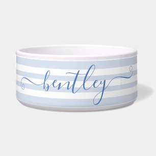 Blue Stripes Personalized Dog Water Bowl Voerbakje