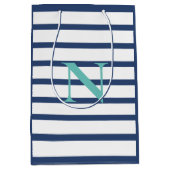 Blue Stripes Personalized Monogram Medium Cadeauzakje (Voorkant)