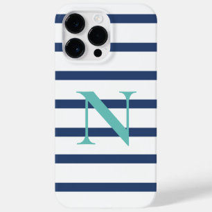 Blue Stripes Personalized Name Initiaal Case-Mate iPhone 14 Pro Max Hoesje