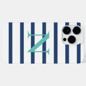 Blue Stripes Personalized Name Initiaal Case-Mate iPhone Case (Achterkant (horizontaal))