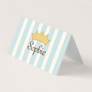 Blue Stripes Personalized Princess Play Date Visitekaartje