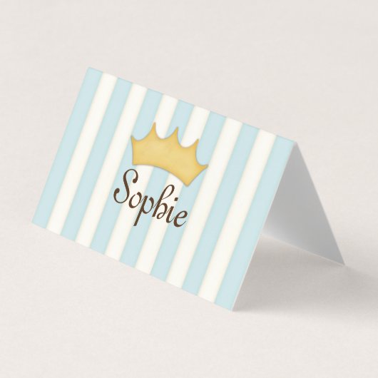 Blue Stripes Personalized Princess Play Date Visitekaartje (Voorkant)