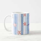 Blue Stripes Red Starfish Stars Life is A Dream Koffiemok (Links)