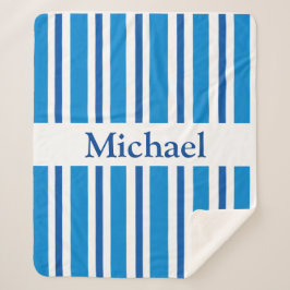 BLUE STRIPES SHERPA BLANKET DEKEN