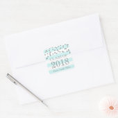 Blue Stripes Silver Afstuderen Klasse van 2018 Vierkante Sticker (Envelop)