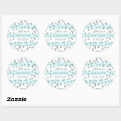 Blue Stripes Silver Confetti Baby shower Favor Ronde Sticker (Vel)