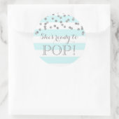 Blue Stripes Silver Confetti Ze is klaar om te Pop Ronde Sticker (Tas)