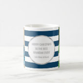 Blue Stripes Silver Foto Best Grandma Kerstmis Koffiemok (Center)