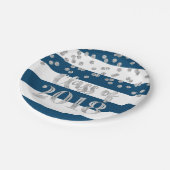 Blue Stripes Silver Stippen Class of 2018 Afstuder Papieren Bordje (Gekanteld)