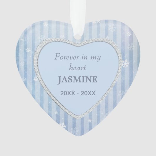 Blue Stripes Snowflake Pet Memorial Ornament (voorkant)