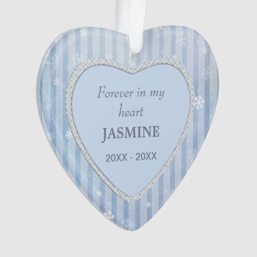 Blue Stripes Snowflake Pet Memorial Ornament (voorkant)