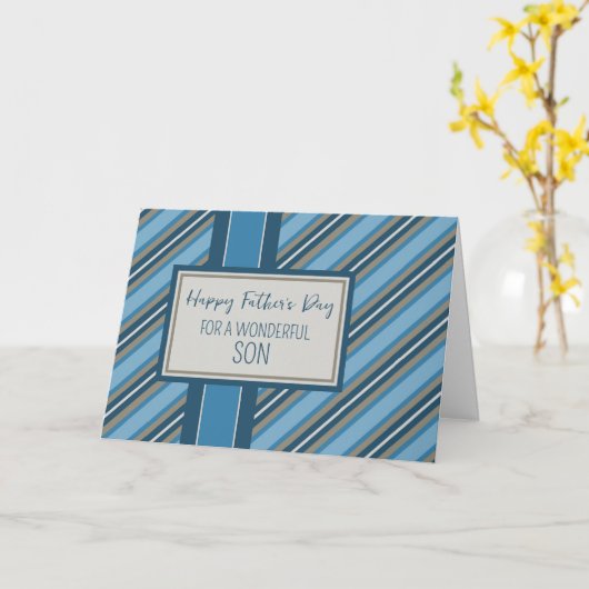 Blue Stripes Son Happy Vaderdag Kaart (Gele Bloem)
