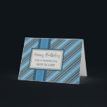 Blue Stripes Son in Law Verjaardag Kaart<br><div class="desc">Verjaardagskaart voor schoonzoon met blauwe strepen patroon en doordachte vers.</div>