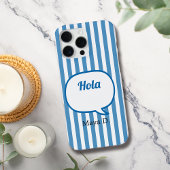 Blue Stripes Speech Bubble Personaliseren iPhone Hoesje