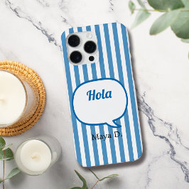 Blue Stripes Speech Bubble Personaliseren iPhone 16 Pro Max Hoesje