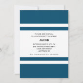 Blue Stripes Sporty Photo Graduparty Kaart (Achterkant)