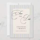 Blue Stripes Striped Classic Wedding Save The Date (Voorkant)