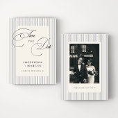 Blue Stripes Striped Classic Wedding Save The Date