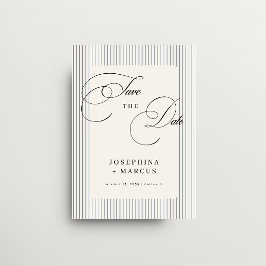 Blue Stripes Striped Classic Wedding Save The Date