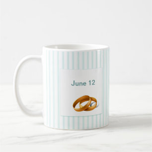 Blue Stripes - Wedding Rings Koffiemok
