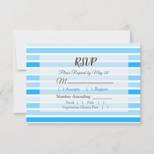 Blue Stripes Wedding RSVP-kaart RSVP Kaartje (Voorkant)