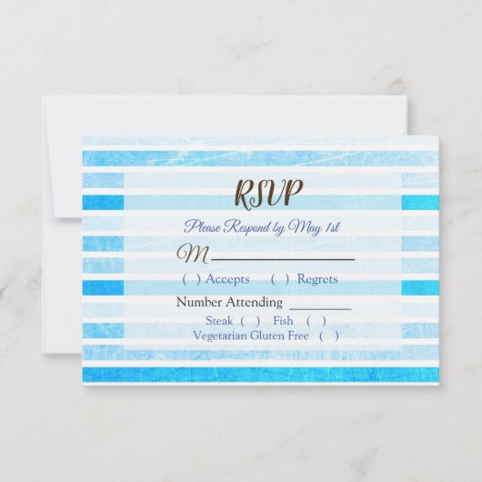 Blue Stripes Wedding RSVP-kaart RSVP Kaartje (Voorkant)