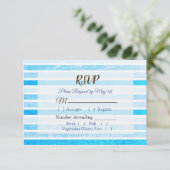 Blue Stripes Wedding RSVP-kaart RSVP Kaartje (Staand voorkant)