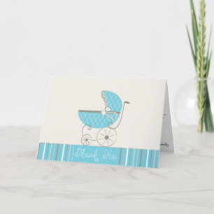 Blue Stroller Baby shower BEDANKT KAART