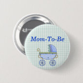 Blue Stroller Baby shower Mammie Pin Button (Voorkant /achterkant)