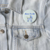 Blue Stroller Baby shower Mammie Pin Button (In situ)