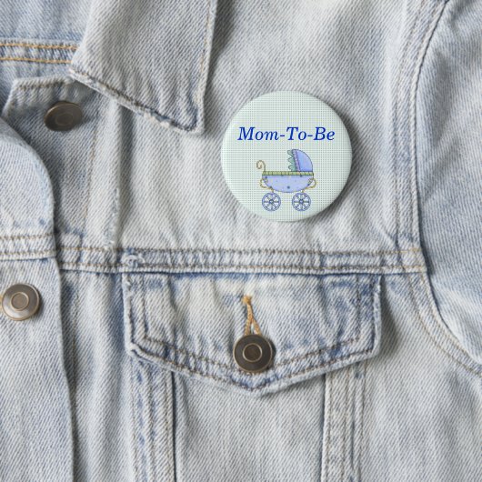 Blue Stroller Baby shower Mammie Pin Button (In situ)